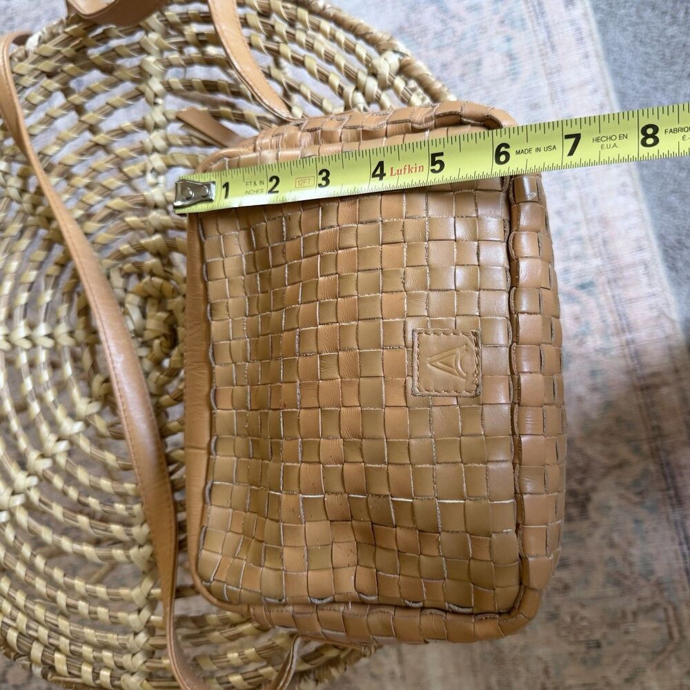 Able Valerie Leather Crossbody Bag In Pebble -Tan Cream Woven Midi Sac - Picture 8 of 16
